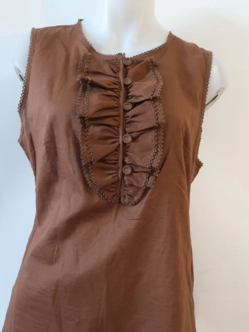 NWT Women Tori Burch Brown (Item- 17) Cotton Sleeveless Rachel Top 12